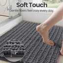 DEXI Bathroom Rugs 24x16, Super Soft Thick Chenille Absorbent Bath Mat, Non Slip Machine Washable Fluffy Shag Bathmat for Sink, Tub, Shower Floor, Grey