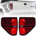 Boine Tail Light Compatible With 2009 2010 2011 2012 2013 2014 Ford F150 F-150 Left Driver and Passenger Side Rear Light Housing Brake Lamp - Red Smoked Tail Light (Black)