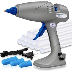 Full Size Hot Glue Gun, MONVICT 120W&80W Glue Guns Dual Temp Large Industry Glue Gun, Corded Detachable Cord Use Stand-Up Base Anti-drip Hot Melt Glue Gun with 12 Glue Sticks for Art DIY Craft Repair