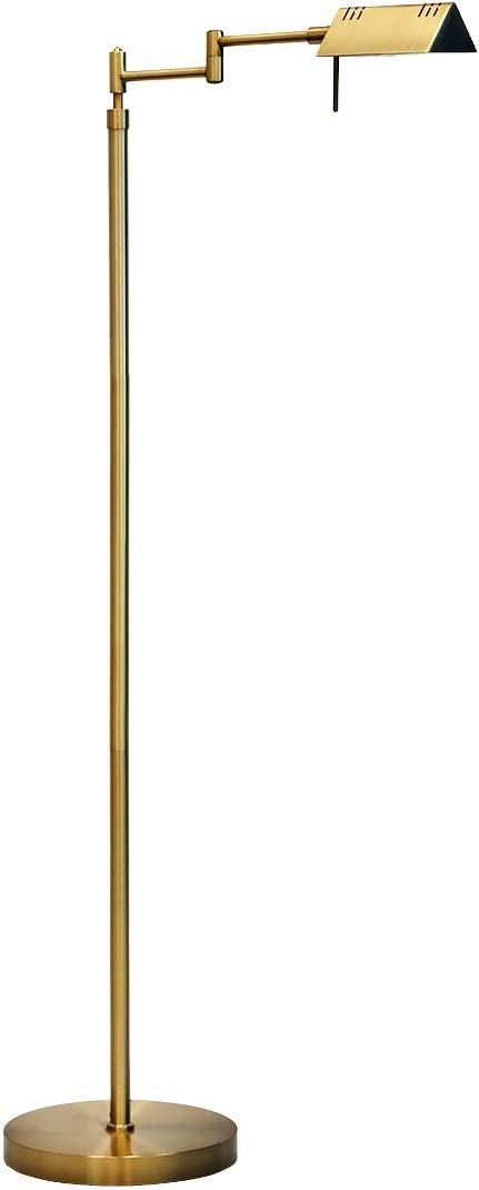 OBright Dimmable LED Pharmacy Floor Lamp, 12W LED, Full Range Dimming, 360 Degree Swing Arms, Adjustable Heights, Standing Lamp for Reading, Sewing, and Craft, ETL Listed, Antique Brass, (Antique Brass (Gold))