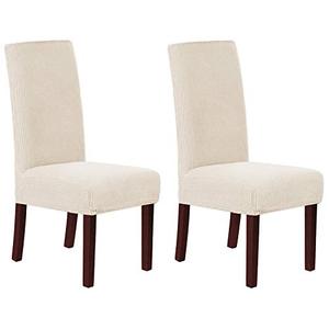 H.VERSAILTEX Stretch Dining Chair Covers Set of 2 Chair Covers for Dining Room Parsons Chair Slipcover Chair Protectors Covers Dining, Feature Textured Checked Jacquard Fabric, Natural
