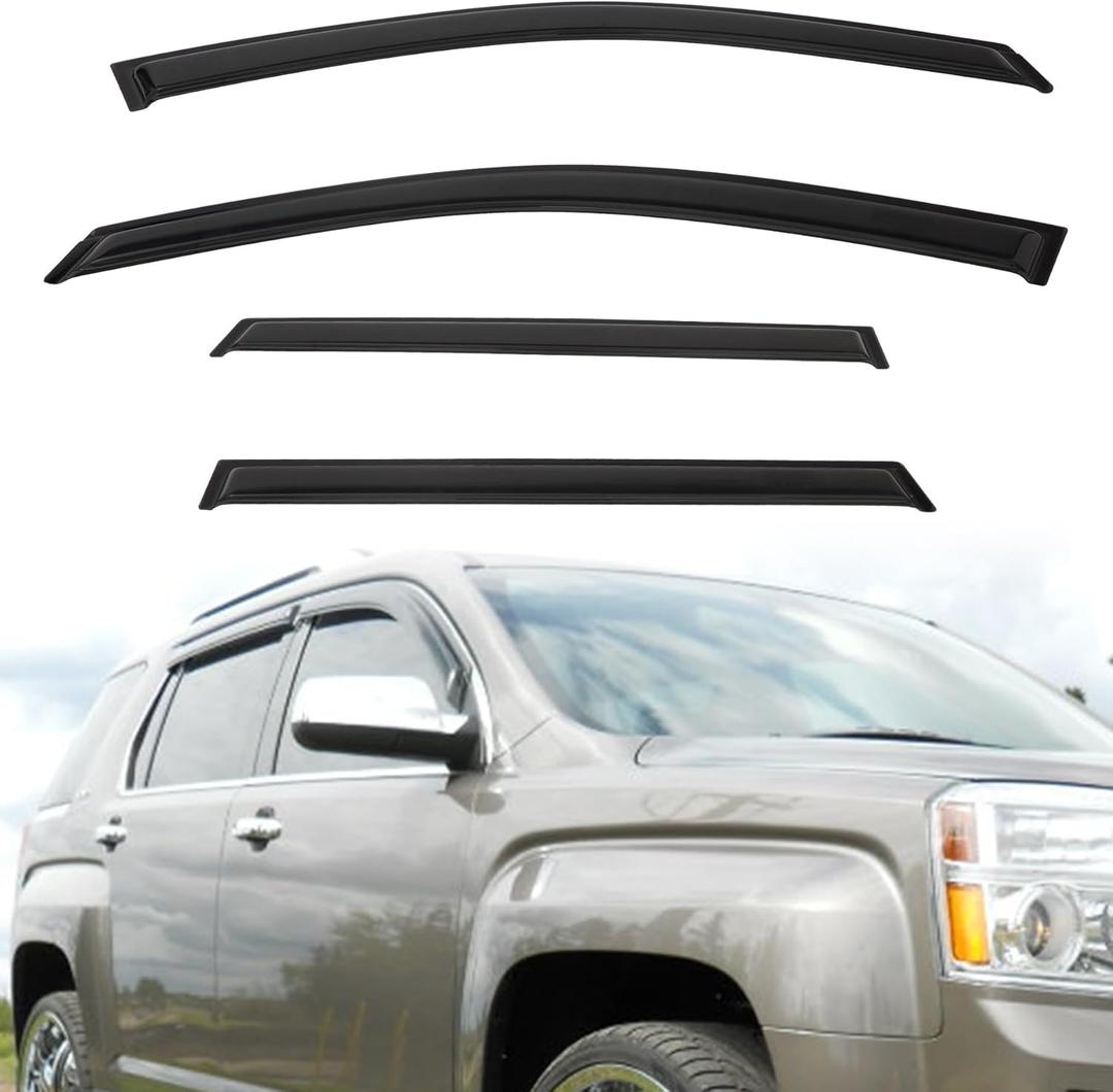 Window Rain Guard Compatible with 2010-2017 Terrain Out-Channel Smoke Tint Tape-On Vent Deflector Window Visors Car Accessories 4pcs