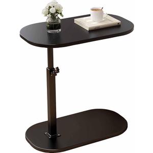 C Shaped Side Table,Adjustable Height C Table End Table for Couch,360Swivel Couch Side Tables Slide Laptop Desk for Sofa/Bed/Bathtub/Rotating Tabletop (Black)