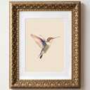 Wemandh Vintage Gold Framed Wall Art, Hummingbird Canvas Prints , Living Room Bedroom Wall Art Decor, Ornate Antique Style Picture Frame, Victorian Botanical Bird Illustration painting (Framed, 8" x 10")