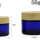 4Pack 50g Blue Glass Jars with Lids,Refillable Cream Jar Cosmetic Cream Jars,Empty Round Cosmetic Containers for Sample,Powder, Lotion,Spice,Crubs Creams,Oils Salves,Ointments(Blue)
