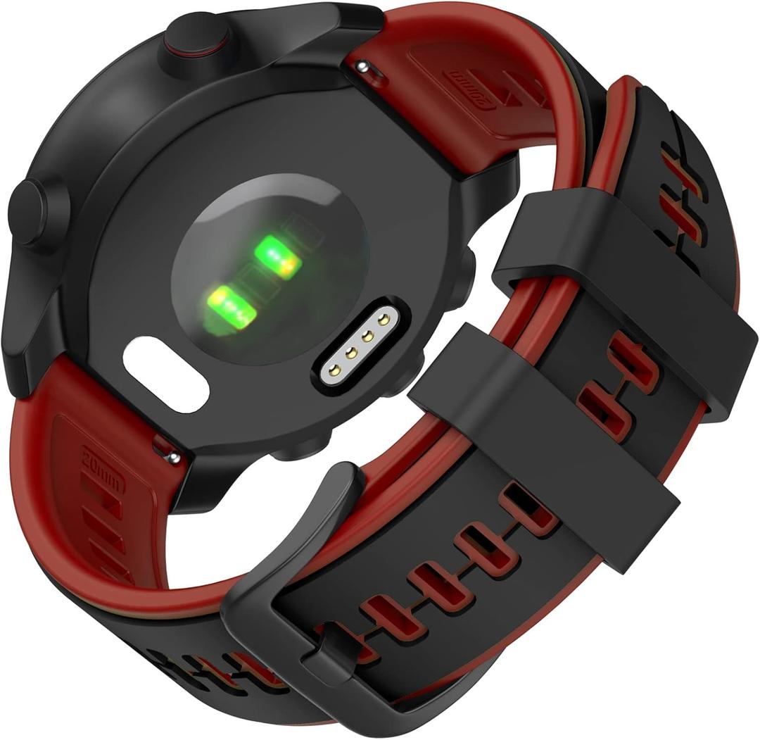 ISABAKE Compatible with Garmin Vivoactive 3 Band, Vivoactive 3 Music Watch Band, 20mm Silicone Strap for Galaxy Active 2 40mm 44mm/Samsung Gear Sport/Galaxy Watch Band 42mm Smartwatch (Black&Red)