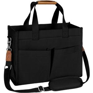 Tote Bag for Women-Canvas Tote Bag Laptop Work Messenger Purse Bags With Pockets Shoulder Everyday Tote Bags (Black)