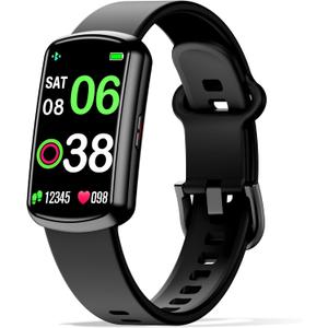 Health Fitness Tracker with 24/7 Heart Rate, Smart Watch with Blood Pressure and Blood Oxygen Monitor, Bulit-in 120+ Sport Mode, Sleep Tracking Waterproof Activity Tracker for Women Men (Deep Black)