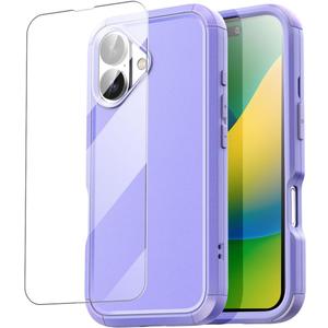 AICase for iPhone 16 Case with Glass Protector,3-Layer Heavy Duty Pocket-Friendly Rugged Durable Military Grade Protection Shockproof/Drop Proof/Dust Proof Protective Phone Cover for iPhone 16 6.1"_1