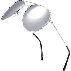 The Fresh Classic Metal Frame Mirror Lens Aviator Sunglasses with Gift Box (03s-silver)