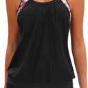 Yonique Two Piece Tankini Bathing Suits T-Back Blouson Swim Tops with Boy Shorts Women Swimsuits Sporty Swimwear XL