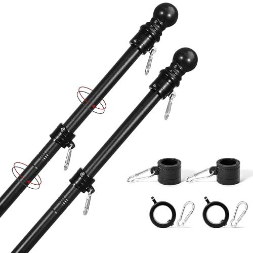 Yeesun Flag Pole,6FT Flag Pole Kit(2 Packs) for 3' x 5'American Flag, Flag Pole Holder for Outside House,Truck & Boat Use (Without Bracket) (Black)