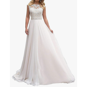 Wedding Dresses for Bride Long Lace Chiffon Women Dress Beach Vintage A Line Bride Dress Ivory Lace Up Bridal Gowns