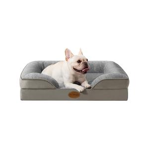 Tailwaggz Pet Bed for Large Dogs and Cats, Waterproof Orthopedic Dog Sofa Bed, Supportive Foam Pet Couch Bed with Washable Removable Cover, Waterproof Lining and Nonskid Bottom(Medium, Grey)