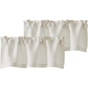 Chyhomenyc Natural Valances for Window, Light Filtering Short Curtains for Kitchen Bedroom Living Room, Rod Pocket Top Small Window Treatment Valance RV Bunk Panels, 40" Wx14 L, 2 Pieces