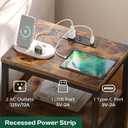 Huuger Nightstand with Charging Station, Side Table with Fabric Drawers, End Table with Open Shelf, Bedside Table with USB Ports and Outlets, Night Stand for Bedroom, Rustic Brown and Black, 11.8"D x 15.7"W x 23.6"H