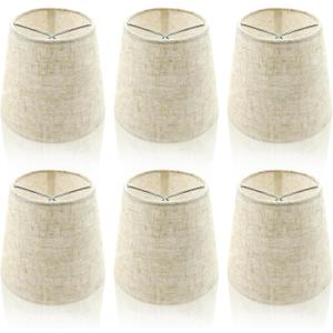 6 Pack Chandelier Lamp Shades, 5.6" x 5.1" x 3.5" Small Lamp Shades Clip on Bulb, Mini Fabric Linen Lampshade for Table Chandelier Wall Lamps and Home Decor
