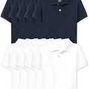 The Children's Place Baby and Toddler Boys Short Sleeve Polo Shirt, 6-9 Y M, Navy Blue and White, 10 Pack