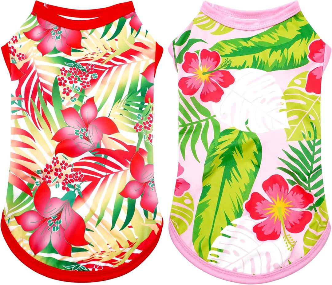 2PCS/Pack Dog Sun Shirts UV Protection Cooling Vest for XXXL Large Dogs Hawaiian Tee Shirt Sleeveless Quick Dry Soft Light Weight Stretchy Pink Red Summer Tank Top