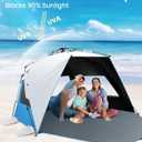 OutdoorMaster Beach Tent with Blackout Shelter Technology, Portable Sun Shade Shelter 4 Person, Pop Up Beach Tents with UPF 50+ UV Protection, 9.5mm Thick Pole, 3 Ventilating Mesh Windows