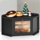 Corner Bread Box for Kitchen Countertop, Wooden Bread Storage for Homemade Bread, Rustic Breadbox with Acrylic Wavy Door, Bread Container for Kitchen Counter Cabinet, Pantry, Cupboard