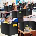 Black 24-Pack Desk Dividers for Students, Waterproof Durable Plastic Study Carrel Dividers, Easy to Clean, Privacy Classroom Shield Folder Boards for Student Desk