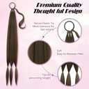 2PCS Long Braid Ponytail Extension with Hair Tie DIY Wrap Around Synthetic Hairpiece Natural Soft Fluffy Style for Women's Daily Wear