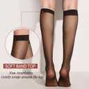 12 Pairs Knee High Stockings for Women, 20 Denier Sheer Nylon Socks for Women (Black)