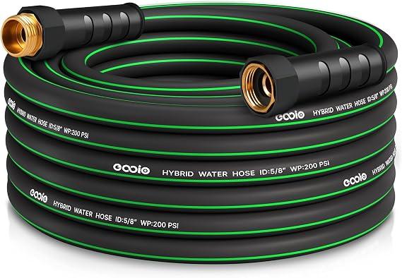Heavy Duty Garden Hose 25ft, NON-EXPANDABLE Flexible Water Hose, Kink Resistant Lightweight Hybrid Hose, Leakproof Hose Male to Female Fittings
