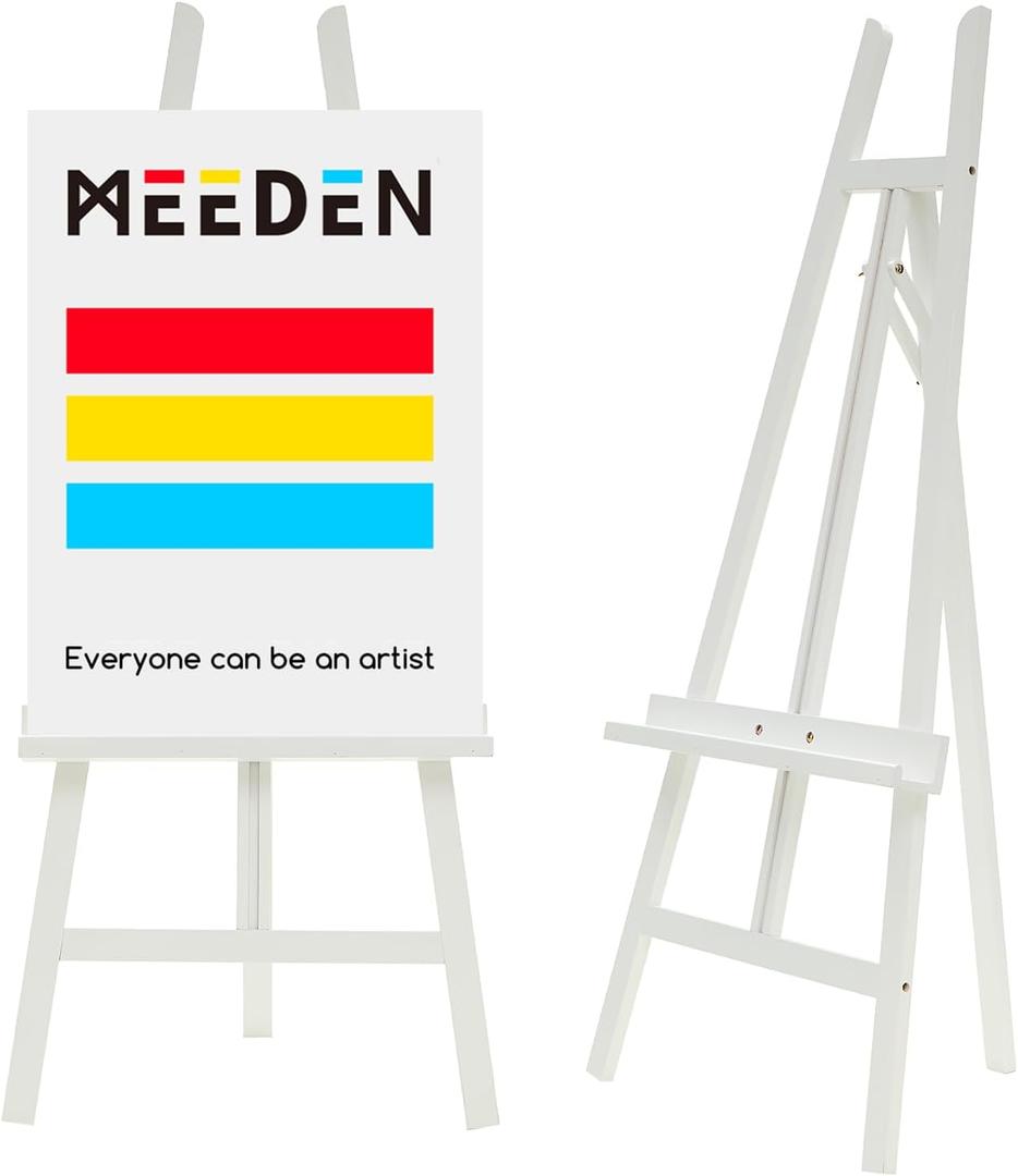 MEEDEN Art Easel Stand for Display: Adjustable Wooden Stands for Sign - A Frame Painting Easel for Canvas up to 60" for Artist Adults Drawing Picture Poster - White, Medium