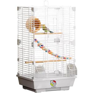 Basic Bird Cage, 24.8inch Parrot Cage (24.8" x 14.6" x 11"),Bird Cage with Ladder, Horizontal Bar, 2 Feeders, and Swing