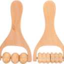 DOITOOL Wooden Foot Massager Roller Handheld Acupoint Massage Tool for Neck Shoulder Back Relief Portable Natural Wood 5.90X3.14X1.18 Inches
