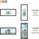 upsimples 8x20 Picture Frame, Display Pictures 5x10 with Mat or 8 x 20 Without, Wall Hanging Photo Frames, Black, 1 Pack