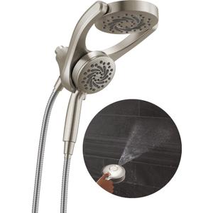 Delta 5-Setting HydroRain 2-in-1 Dual Shower Head with ProClean Spray, Brushed Nickel High Pressure Shower Head with Handheld Spray, 1.75 GPM Flow Rate, Satin Nickel 75419SN