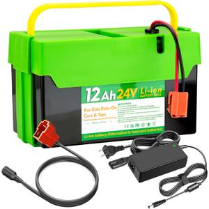 24V 12Ah Li-ion Battery for Best Car Ride on Cars Thunder UTV for 24V Kids Ride-on Cars&Toys Longer Lasting and Lighter Than Lead-Acid, Replacement Battery with 1A Charger