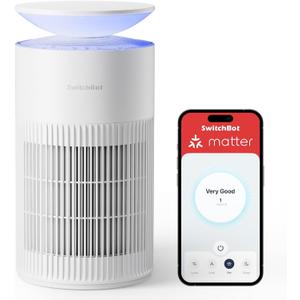 SwitchBot Air Purifiers for Home Large Room with Matter Up to 3620 ft, 20dB, Washable Pre-filter, Pet Mode, 10 RGB Colors, Aromatherapy, Work with Apple Home, Google Home, HomeAssistant (White)