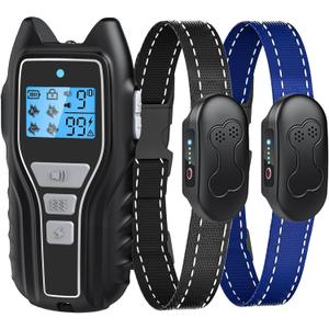 Shock Collar for Dogs 2 Dogs (15-120lbs) 2000FT Dog Shock Collar with Remote Control Waterproof Dog Training Collar with Remote 4 Safe Modes Rechargeable Lock Flash Light for All Breeds - Silver