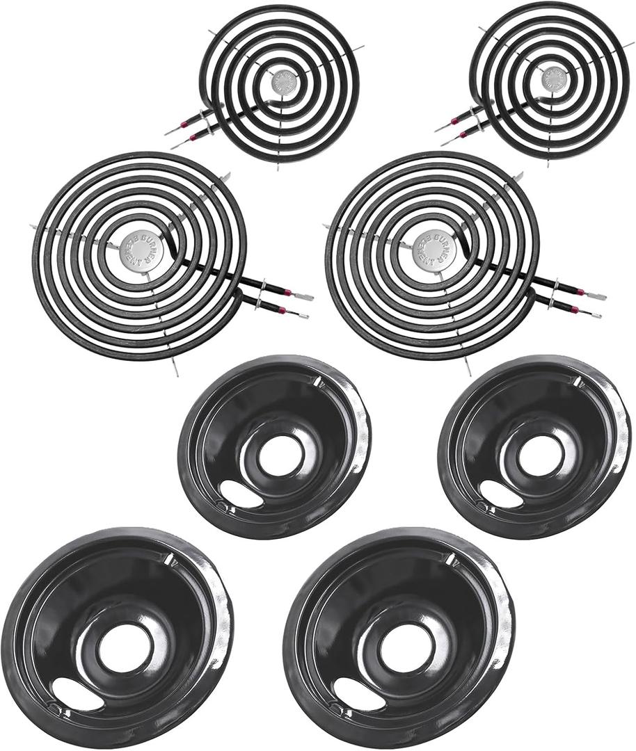 GE Drip Pans and Stove Burner Element Unit Set, Perfectly Fit WB30M1 & WB30M2 -Replacement for GE Hotpoint Kenmore Stove TopBlack