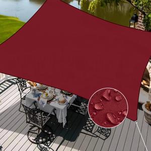 Waterproof 10' x 15' Sun Shade Sail Rectangle Canopy Shade Cover Sunshade for Patio Garden Deck Outdoor (Red)