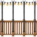 4 Pack String Light Poles for Deck, 5Ft Heavy-Duty Metal Deck Light Poles for Outside with Fixing Clips, Lighting Hanging Post Accessories for Patio Decor Garden Backyard Yard Fence Porch Decorations