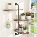 Rotating Window Plant Shelves with 3 Antislip Mats, 3 Tier Plant Stand Indoor Outdoor, Wooden Window Plant Shelf with 3 Circle Hook, Hanging Plant Holder for Window, Potted Plants, Flowerpots (Antique Color, 3 Tier)