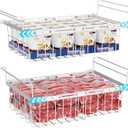 iSPECLE Chest Freezer Organizer - 2 Pack Hanging Freezer Organizer Bins with Expandable Handle for 10 to 20 Cu.Ft, Sort and Easy Slide to Get Bottom Frozen Food, Sturdy Baskets, White