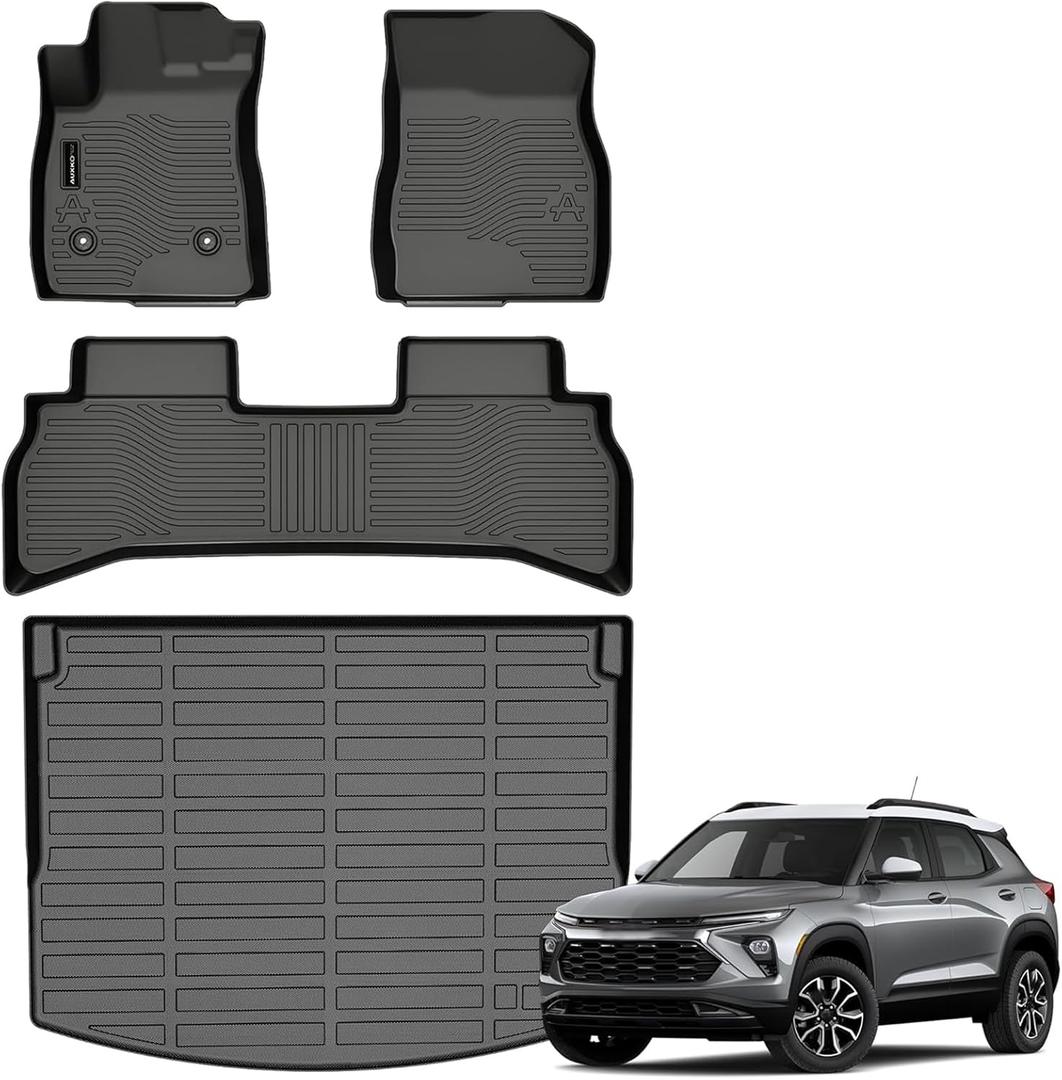 Auxko All Weather Floor Mats Cargo Mat Fit for Chevrolet Chevy Trailblazer FWD 2026 2025 2024 2023 2022 2021 TPE Floor Liner Trunk Mat Trailblazer Accessories All Season Odorless Anti-Slip Black