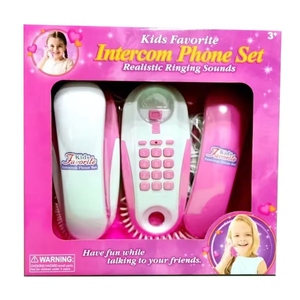 New Children Kids Pretend Play Intercom Phone Set Interactive Toy Telephone Set 2 Telephones Ringing Sound Talk to Each Other