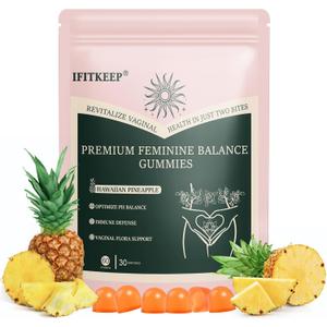 Premium Feminine Balance Gummies for Women's Health & Wellness Hawaiian Pineapple Gummies, Immune Support, Vegan, Gluten-Free & Halal,60 Gummies - 30 Day Supply, No BB Date
