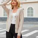 Arach&Cloz Womens Wool Blend Lightweight Spring Business Casual Cardigan Sweaters (M)