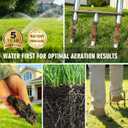 Manual Lawn Aerator - 42 Inch, 304 Stainless Steel Aerator Lawn Tool, Easy to Install, Rust Resistant, Core Aerator for Yard&Grass Compacted Soil, 3 Detachable Hollow Tines, Non Slip Foot Pad