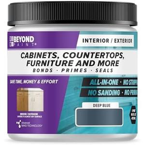 Beyond Paint All-in-One Refinishing Paint, No Sanding, Matte Finish for Cabinets, Countertops, Furniture and Doors, 1 Pint, Deep Blue
