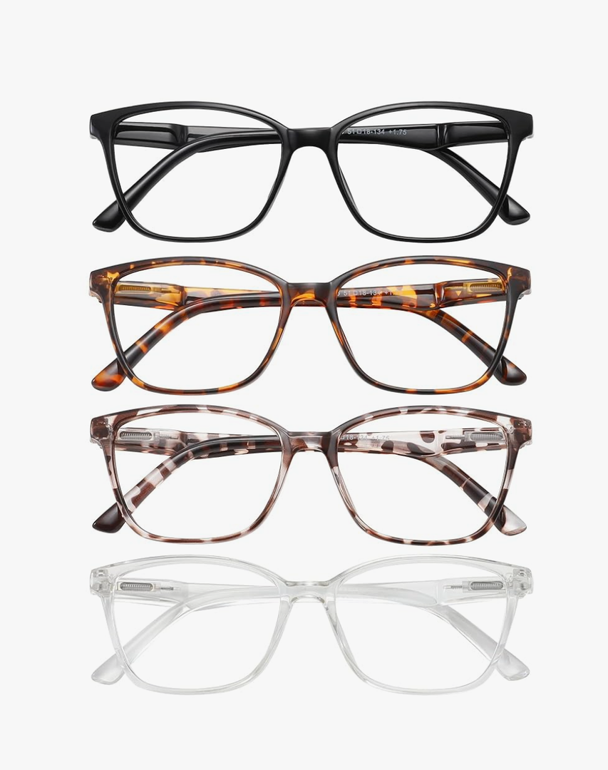 BLS Bues 4 Pack Blue Light Blocking Reading Glasses,Readers for Women and Men with Spring Hinge, Color: C1 Mix, +1.5