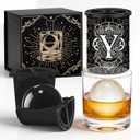 Personalized Clear Ice Cube Maker Gifts for Men, A-Z 2.5" Ice Ball Maker Mold Customized Gift, Unique Christmas Birthday Whiskey/Cocktail/Bourbon Gifts for Men Him Dad Husband Brother(Y)